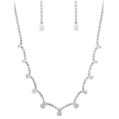 Loose Wave Pear Point Cubic Zirconia Necklace Set
