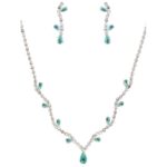 NR36-22517CZCLEMSV Blooming Flower Bud Cubic Zirconia Necklace Set