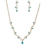 NR36-22517CZCLLTQGD Blooming Flower Bud Cubic Zirconia Necklace Set