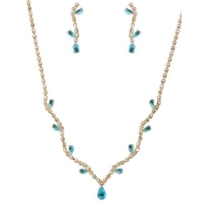 Blooming Flower Bud Cubic Zirconia Necklace Set