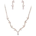 NR36-22517CZCLRGD Blooming Flower Bud Cubic Zirconia Necklace Set