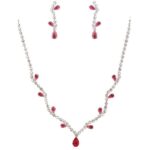 NR36-22517CZCLROSV Blooming Flower Bud Cubic Zirconia Necklace Set