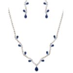 NR36-22517CZCLSASV Blooming Flower Bud Cubic Zirconia Necklace Set