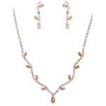 NR36-22517CZCLTPSV Blooming Flower Bud Cubic Zirconia Necklace Set