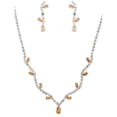 Blooming Flower Bud Cubic Zirconia Necklace Set