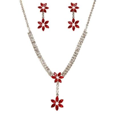 Daisy Flower dangle Rhinestone Necklace Set