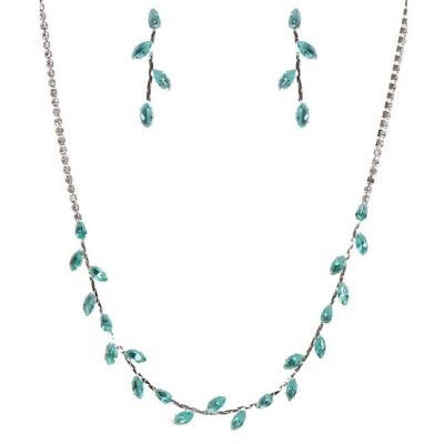 Marquise Oval Attached Rhinestone Necklace Set