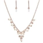 Y Shape Marquise Circle Rhinestone Necklace Set – Rose Gold-Clear