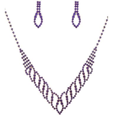 Shimmering Torchlight Outline Rhinestone Necklace Set