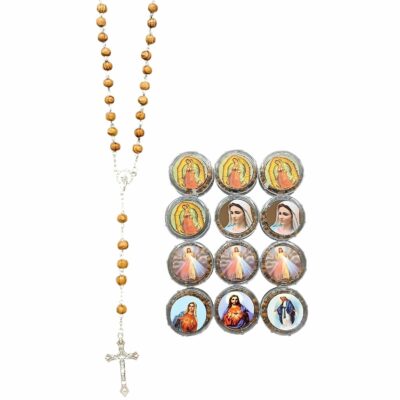 12pk Mary Guadalupe Jesus Wooden Beads Rosary