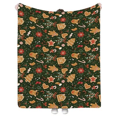Christmas Theme Gingerbread Cozy Fluffy Blanket