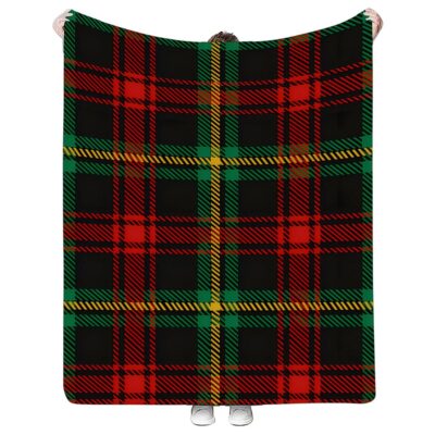 Plaid Checked Green Red Cozy Fluffy Blanket