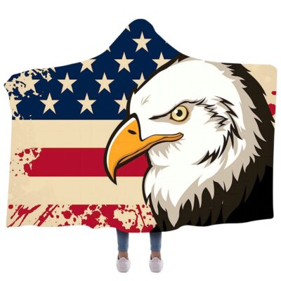 American Eagle USA Flag Hood Wearable Blanket