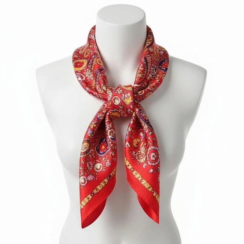 12pk Silky Feel Amoeba Paisley Pattern Square Scarf