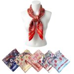 ST5805-7C 12pk Silky Feel Amoeba Paisley Pattern Square Scarf