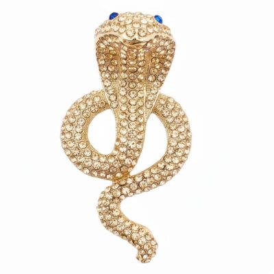 Dreamy Snake Cobra Rhinestone Brooch Pin