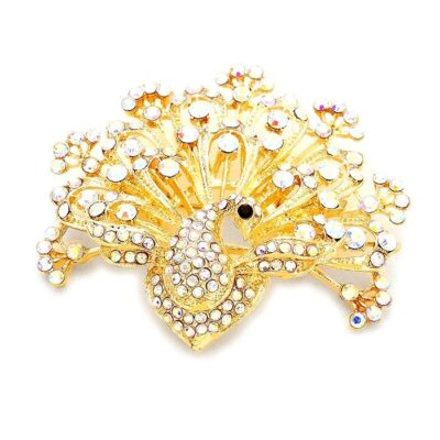 Refined Front Peacock Rhinestone Brooch Pin