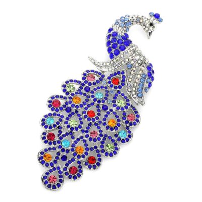 Grace Perched Peacock Rhinestone Brooch Pin