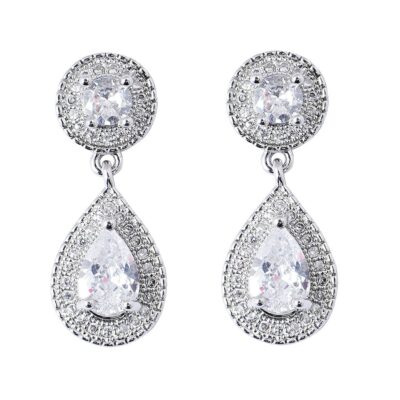 Sophisticated Round Pear Shaped Cubic Zirconia Earrings