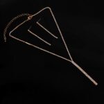 49310-201 Y Shape Crystal Modern Lines Necklace Set – Gold-AB