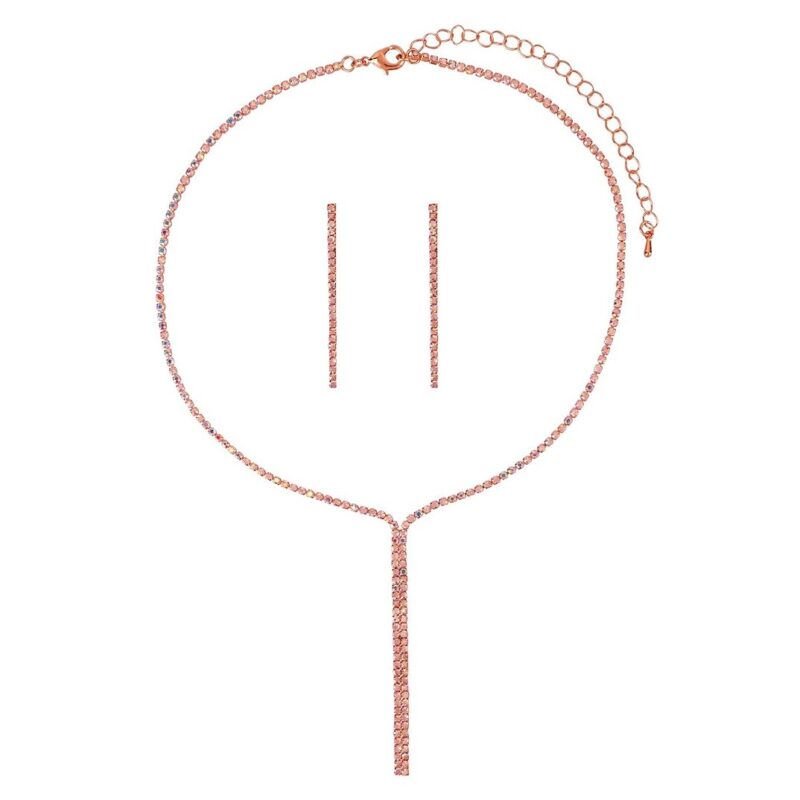 Y Shape Crystal Modern Lines Necklace Set