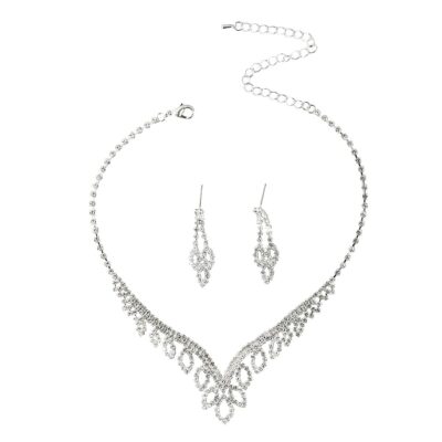 V Shape Marquise Blooming Prom Necklace Set