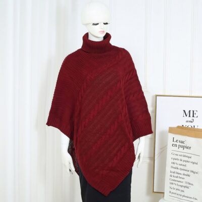 12pk Winter Poncho Diagonal Stripes and Neck Warmer Design