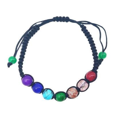 12pk Color Beads Adjustable String Knot Bracelet