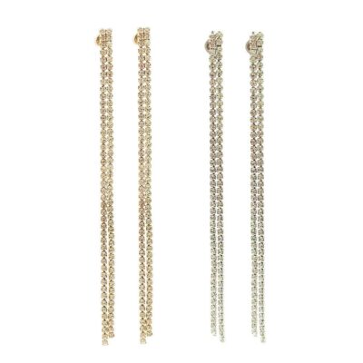 12pk Rhinestone Long Strand Tassel Earrings