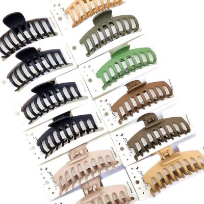 12pk Open Matt Hair Jaw Claw Clip