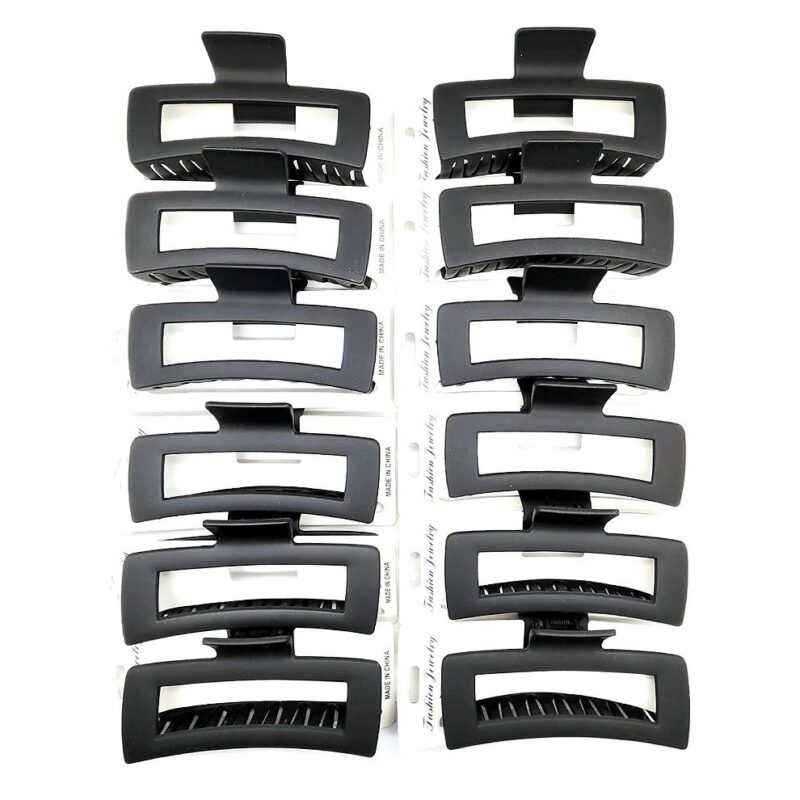 12pk Basic Black Square Hair Claw Clip