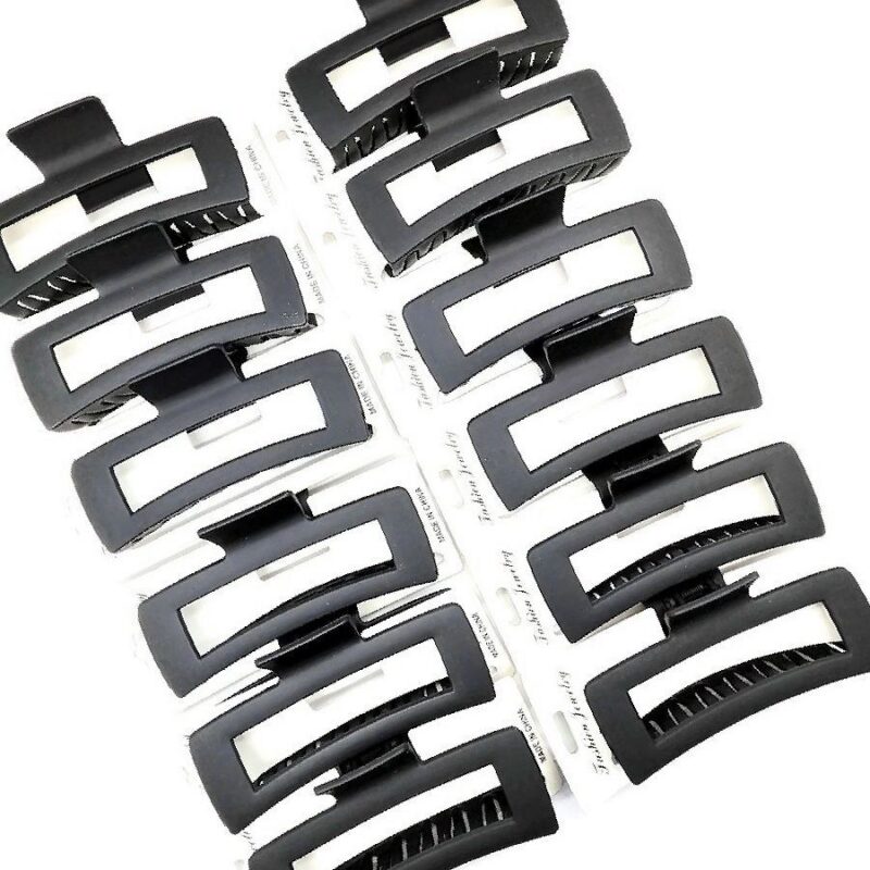 12pk Basic Black Square Hair Claw Clip
