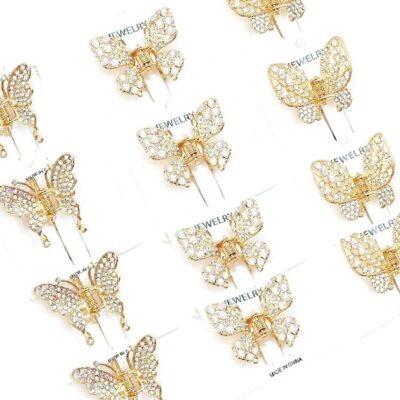 12pk Butterfly Outline Rhinestone Hair Clip