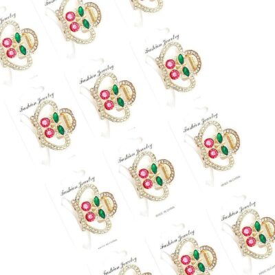 12pk Cherry Crown Outline Rhinestone Hair Clip