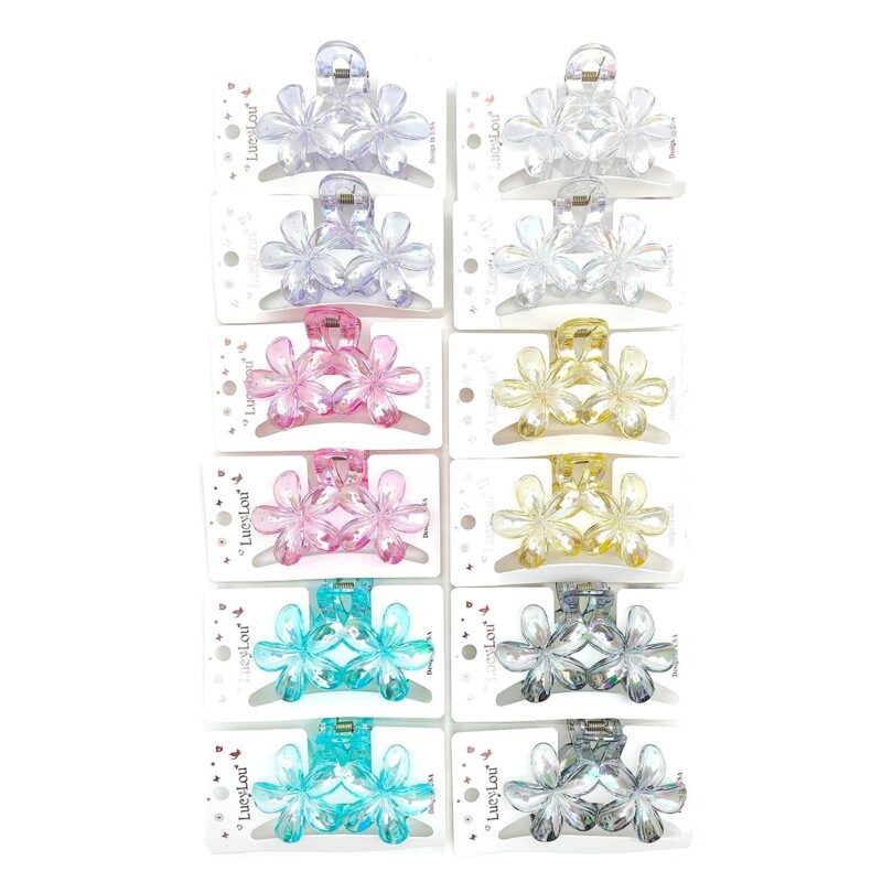 12pk Double Daisy Flower Hair Claw Clip