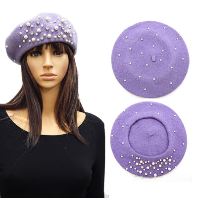 Pearls Rhinestone Comfort French Artist Flush Beret
