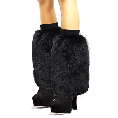 Fluffy Faux Long Fox Fur Cozy Boot Cover Leg Warmer