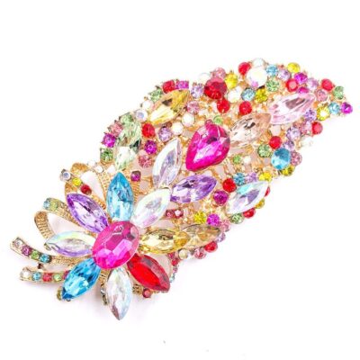 Sparkling Crystal Flower Bow Brooch Pin