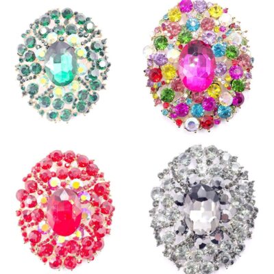 Halo Bold Oval Rhinestone Brooch Pin
