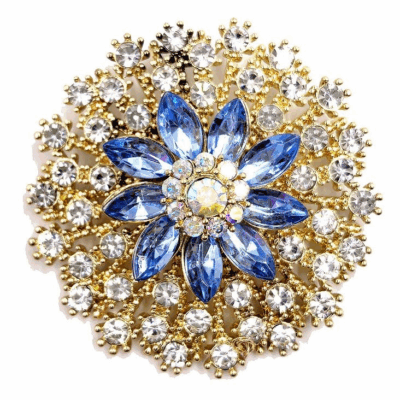 Blooming Flower Bud Rhinestone Brooch Pin