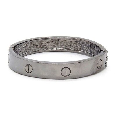 Black Screw Pattern Spring Open Fashion Bracelet