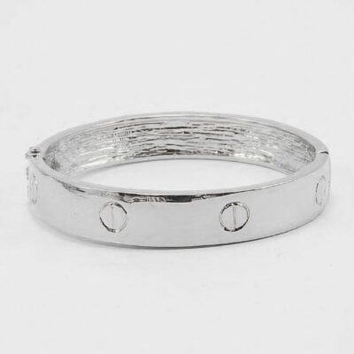 Silver Screw Pattern Spring Open Fashion Bracelet