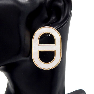 Acetate Theta Anchor Link Stud earrings