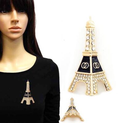 Infinity Link O Eiffel Tower Rhinestone Pin Brooch