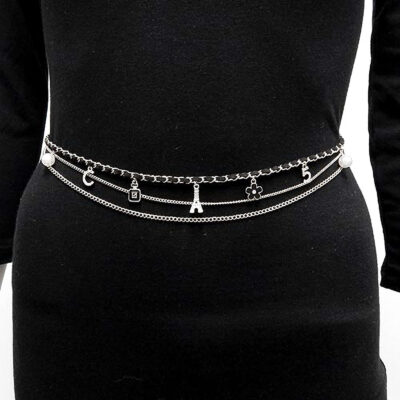 Eiffel Pearls Purfume C Flower Charm Fashion Chain Belt