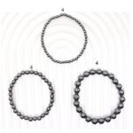 ABR1355-1 12pk Hematite Black Pearls Stretch Bracelet