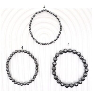 12pk Hematite Black Pearls Stretch Bracelet