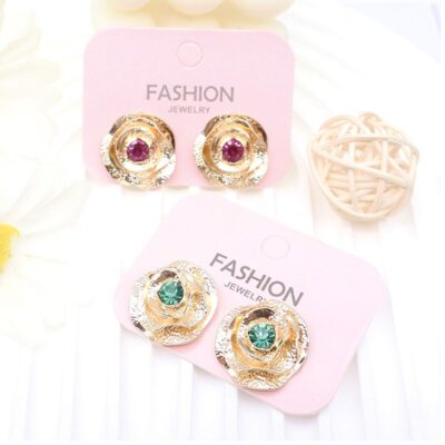12pk Crystal Point Rose Stud Earrings Chic Sparkle