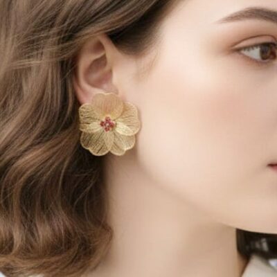 12pk Metal Flower Stud Earrings Dazzling Crystal Accents