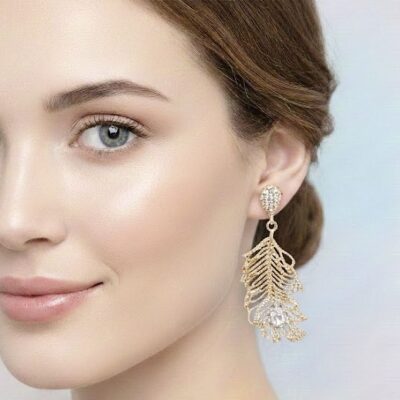 12pk 3D Metal Leaf Shape Dangle Earrings